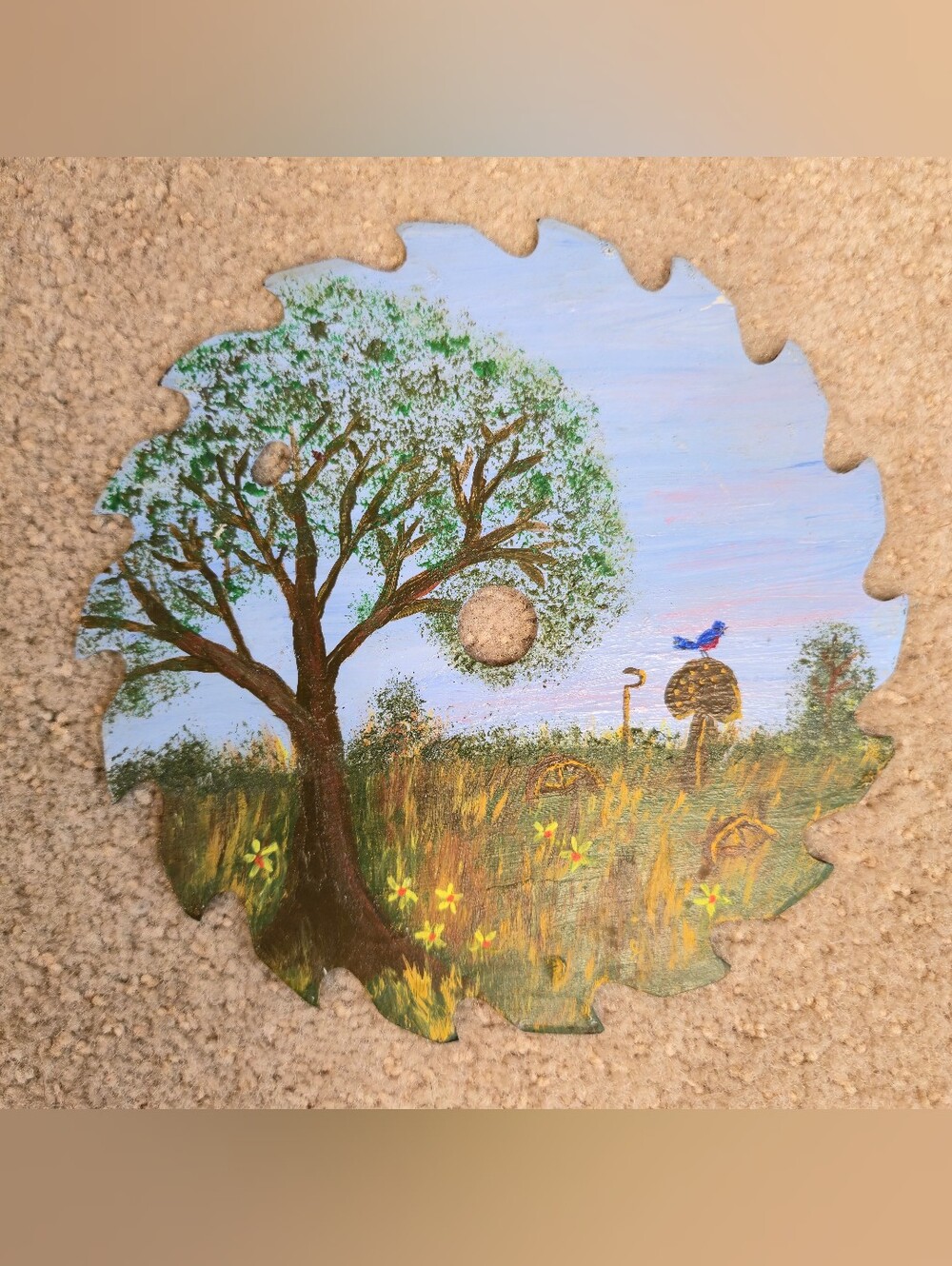 Folk Art Eula Johnson reclaimed circular saw blade